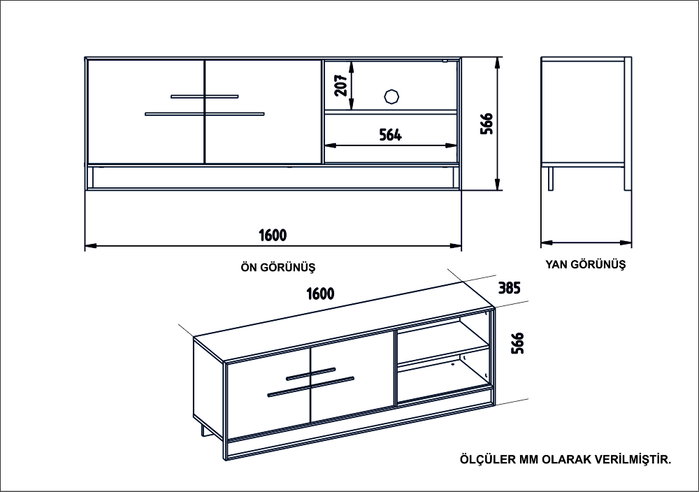 Hanah Home Soporte para TV Polka Negro y Oro Hanah Home Soporte para TV Polka Negro y Oro